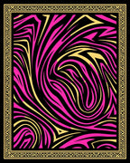 Vibrant Pink Yellow Swirl Zebra Border Rug