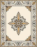 Golden Floral Medallion Border Rug