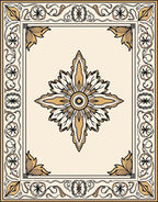 Golden Floral Medallion Border Rug