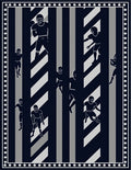 Dark Blue Gray Football Player Stripes Rug