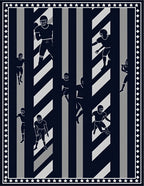 Dark Blue Gray Football Player Stripes Rug