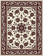 Ornate Ivory Rose Flower Arrangement Rug