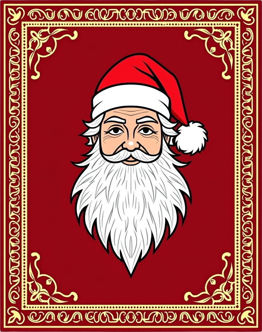 Festive Red Santa Claus Portrait Rug