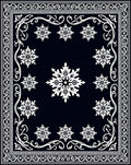 Dark Blue Snowflake Scroll Border Rug