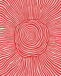 Red Swirl Sunburst Rays Rug