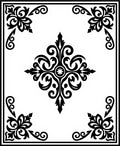 Black and White Floral Scroll Medallion Rug
