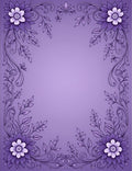 Ornate Purple Floral Scrollwork Border Rug