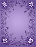 Ornate Purple Floral Scrollwork Border Rug