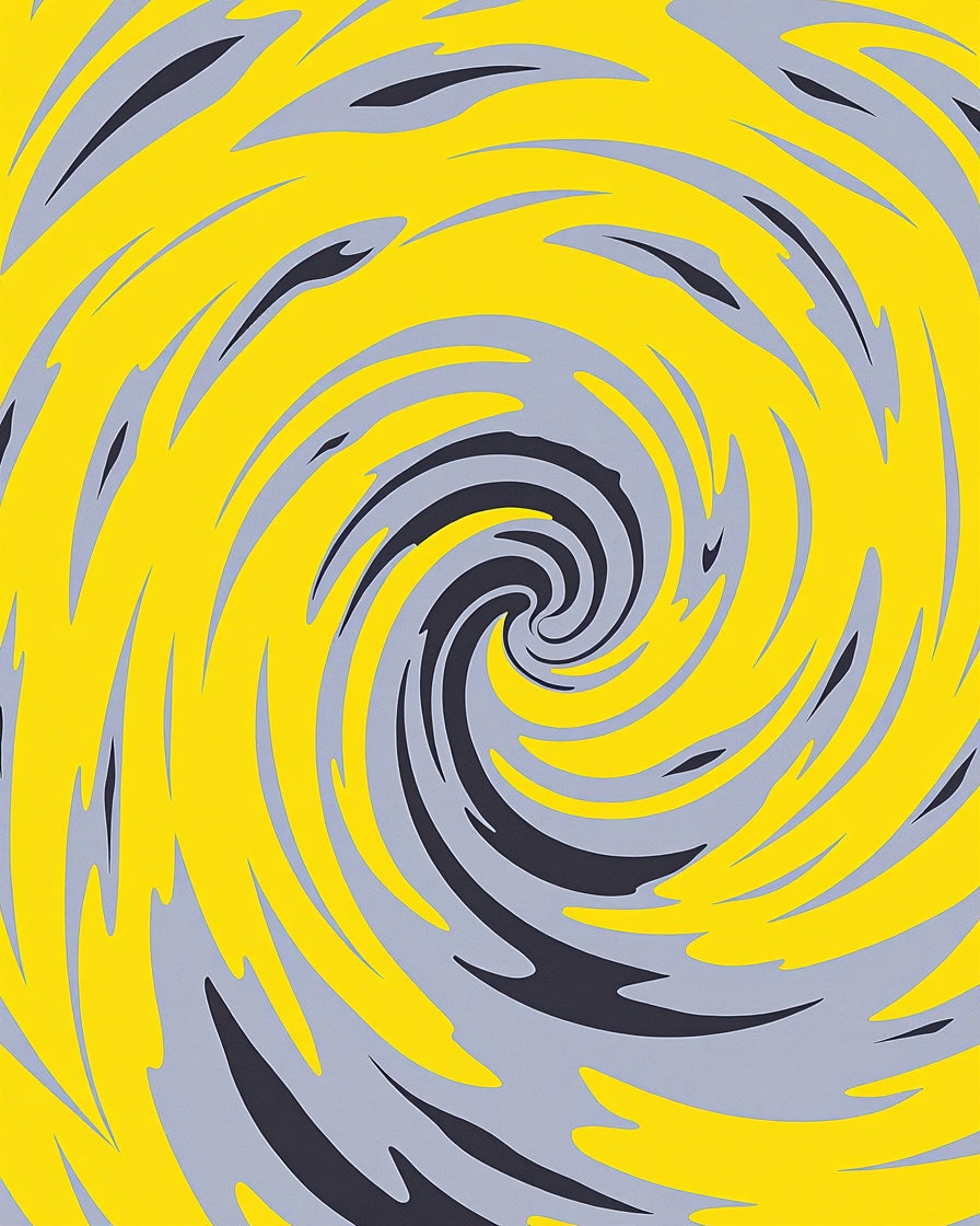 Vibrant Yellow Gray Swirl Rug