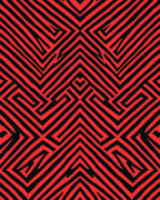 Bold Red Abstract Maze Rug