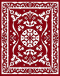 Crimson White Floral Medallion Border Rug