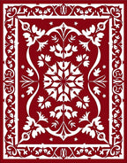 Crimson White Floral Medallion Border Rug