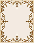 Ornate Brown Scrollwork Border Rug