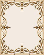 Ornate Brown Scrollwork Border Rug