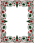 Festive Red Green Holly Border Rug