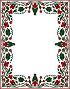 Festive Red Green Holly Border Rug