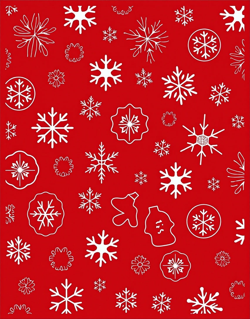 White Snowflakes On Red Field Rug
