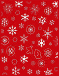 White Snowflakes On Red Field Rug