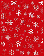 White Snowflakes On Red Field Rug