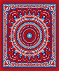 Vibrant Red Blue Mandala Medallion Rug