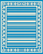 Crisp Aqua Cream Striped Geometric Border Rug