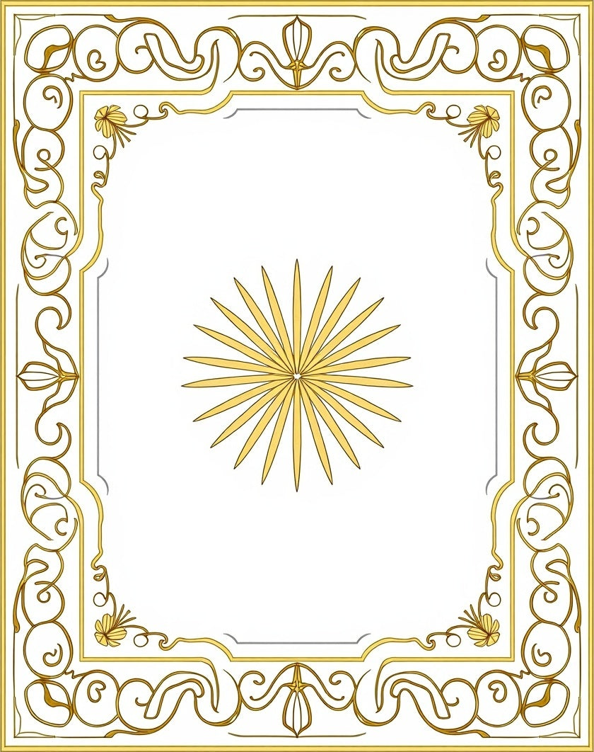Golden Sunburst Frame Floral Rug