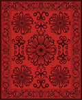 Bold Crimson Floral Medallion Border Rug