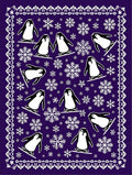 Purple Penguins Snowboarding Snowflake Border Rug