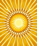 Radiant Sunburst Yellow Kaleidoscopic Rays Rug
