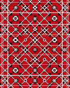 Red Geometric Diamond Folk Rug
