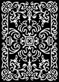 Ornate Black White Floral Damask Rug