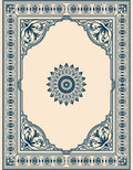 Deep Blue Floral Arch Medallion Rug
