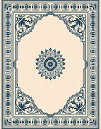 Deep Blue Floral Arch Medallion Rug
