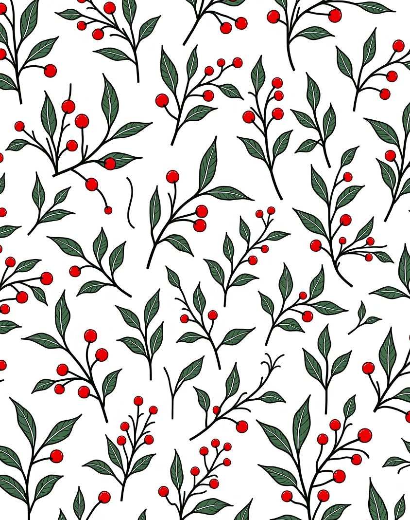 Red Berry Branch Garland Repeating Rug