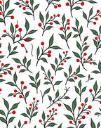 Red Berry Branch Garland Repeating Rug