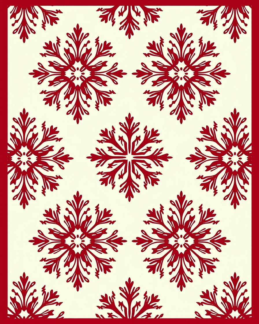 Crimson Floral Burst Repeat Rug