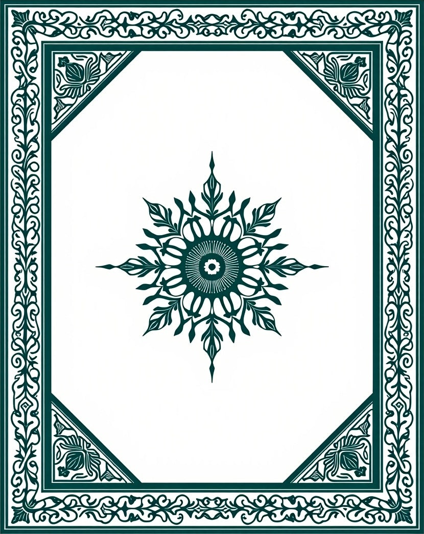 Deep Teal Ornamental Starburst Medallion Rug