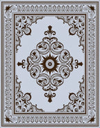 Brown Ornate Scroll Mandala Medallion Rug