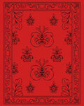 Crimson Ornate Floral Scrollwork Rug