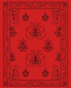 Crimson Ornate Floral Scrollwork Rug