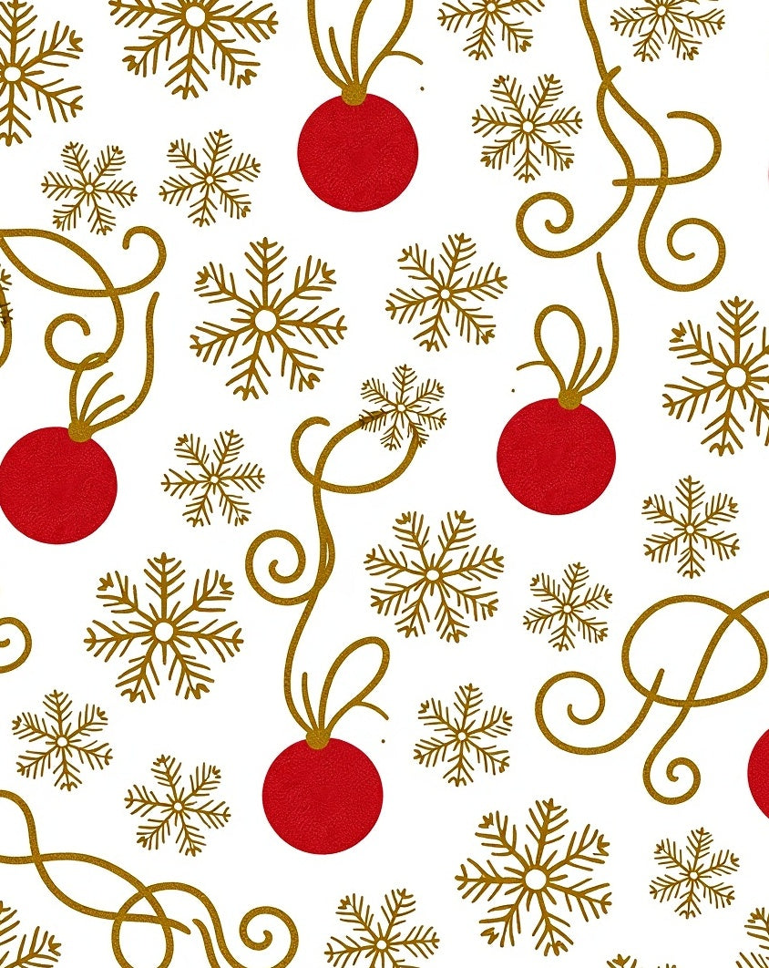 Red Ornament Gold Snowflake Harmony Rug