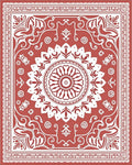 Crimson White Floral Medallion Border Rug
