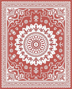 Crimson White Floral Medallion Border Rug