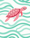 Pink Turtle Aqua Wave Fun Rug