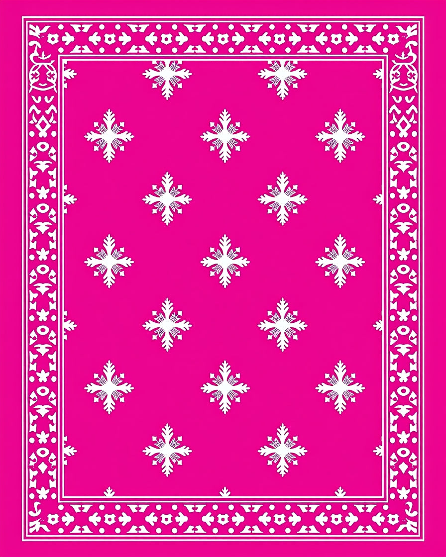 Hot Pink Floral Medallion Border Rug