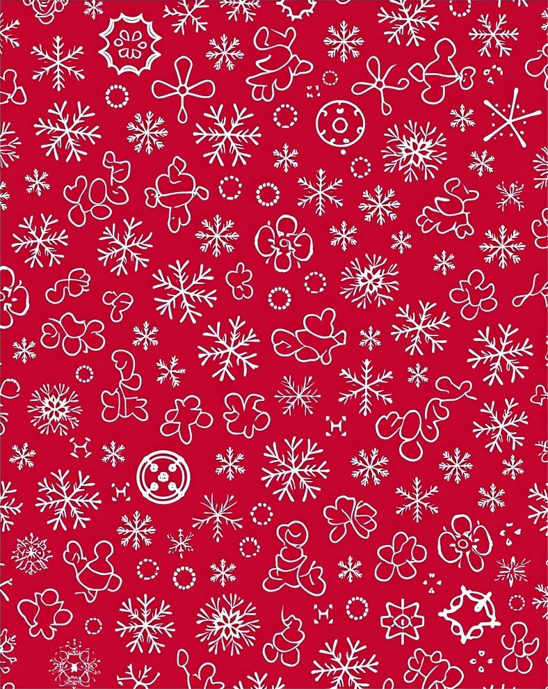 Whimsical Winter Red Snowflakes Rug