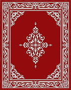 Crimson Red Ornate Floral Medallion Rug