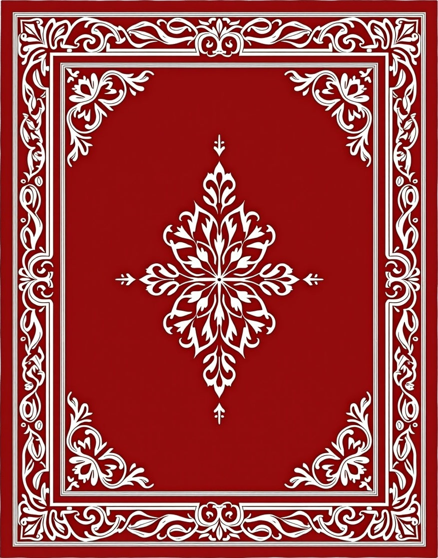Crimson Red Ornate Floral Medallion Rug