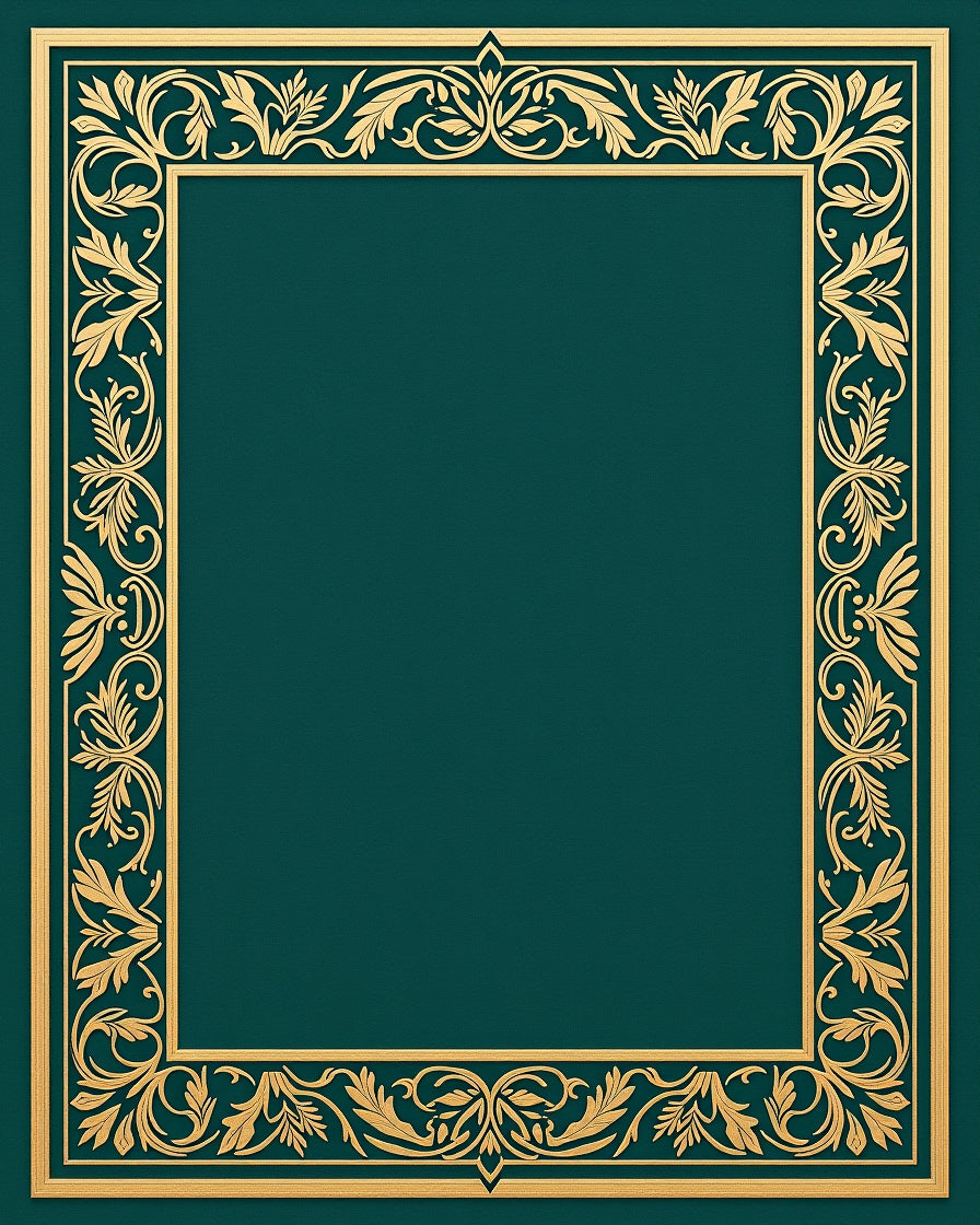 Gold Floral Border Emerald Rug