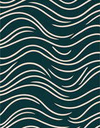 Deep Teal Wavy Stripe Sweep Rug